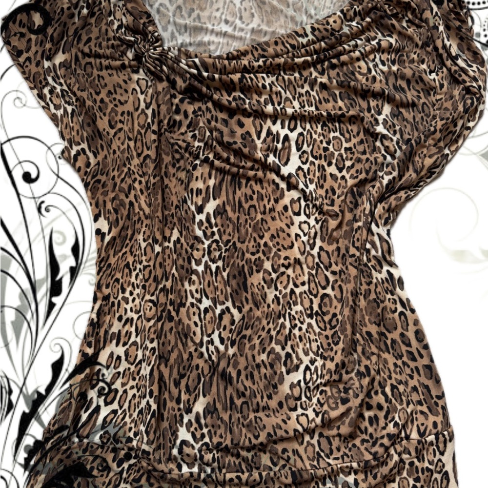 New York & Company Brown Leopard Print Blouse